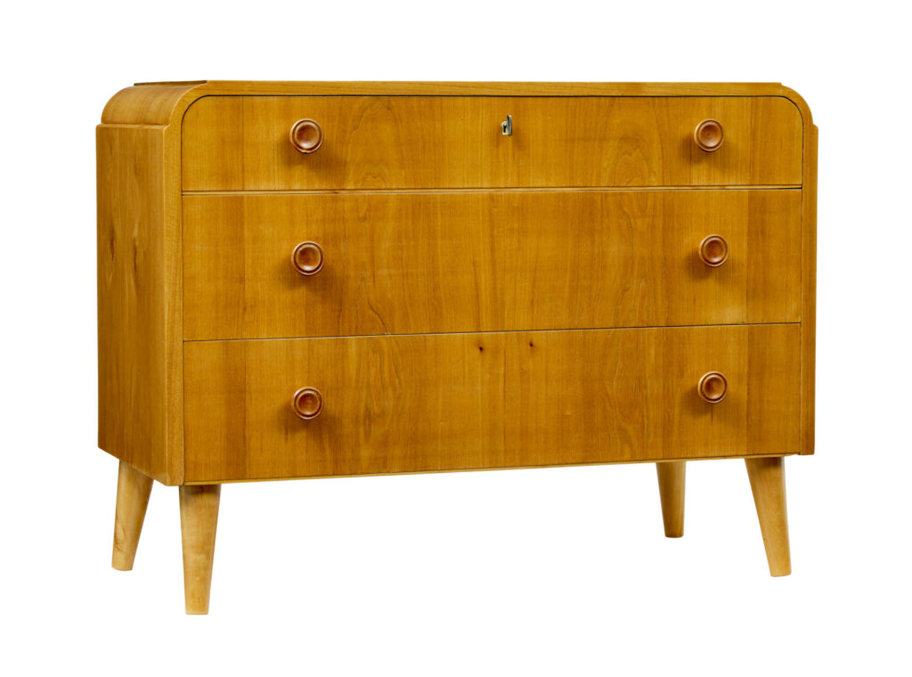 Mid Century Swedish Elm Chest of Drawers