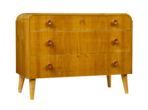 MID CENTURY SWEDISH ELM CHEST OF DRAWERS