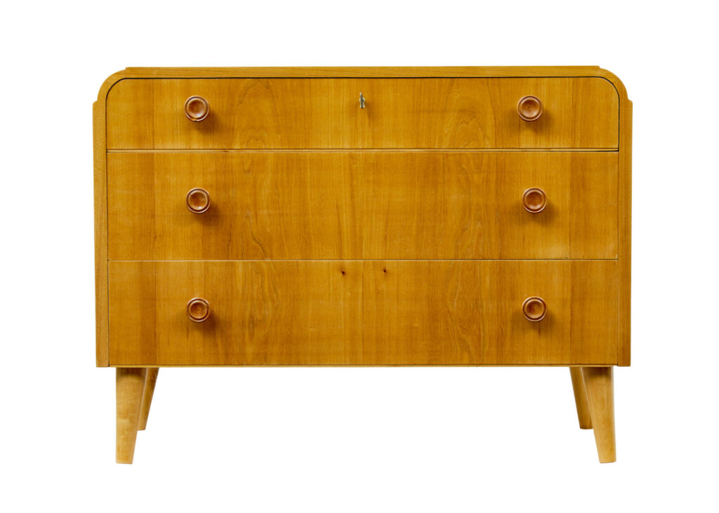 Mid Century Swedish Elm Chest of Drawers — image 8