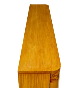 Scandinavian Mid Century Elm and Burr Low Open Bookcase — thumbnail 8