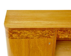 Scandinavian Mid Century Elm and Burr Low Open Bookcase — thumbnail 7