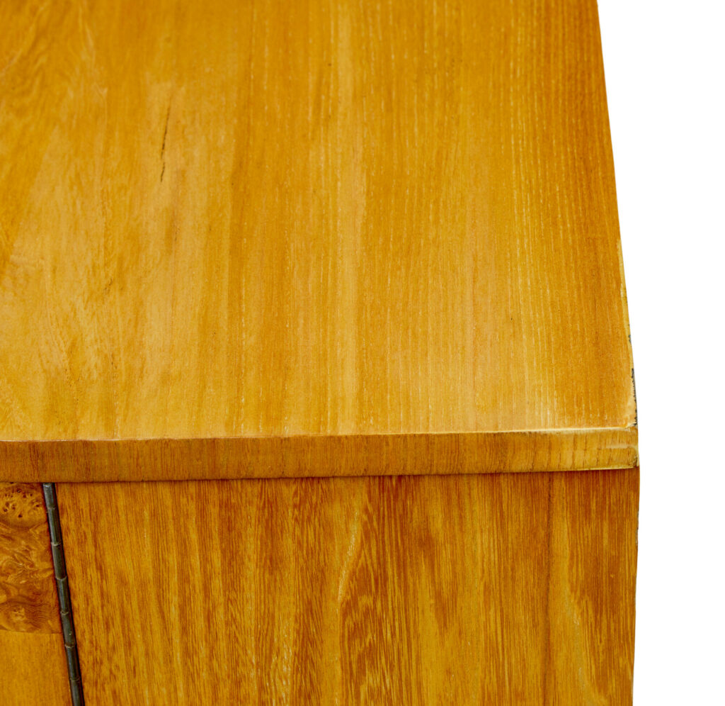 Scandinavian Mid Century Elm and Burr Low Open Bookcase — image 6