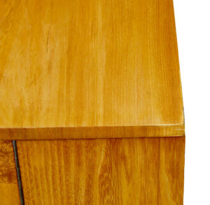 Scandinavian Mid Century Elm and Burr Low Open Bookcase — thumbnail 6