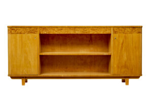Scandinavian Mid Century Elm and Burr Low Open Bookcase — thumbnail 5