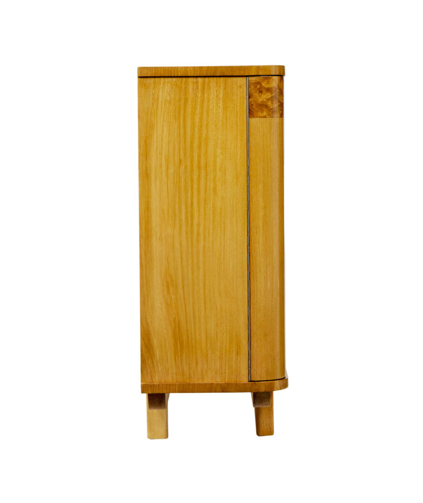 Scandinavian Mid Century Elm and Burr Low Open Bookcase — image 4