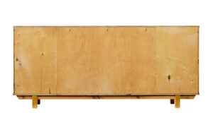 Scandinavian Mid Century Elm and Burr Low Open Bookcase — thumbnail 3
