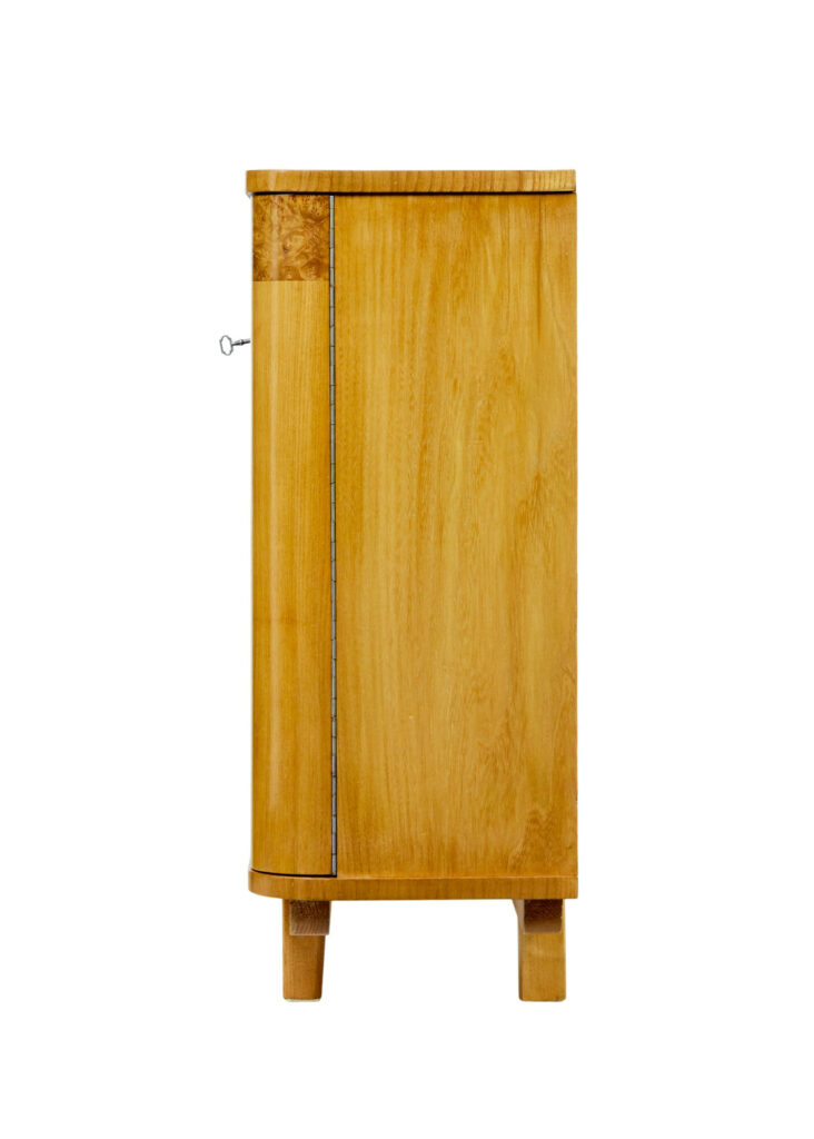 Scandinavian Mid Century Elm and Burr Low Open Bookcase — image 2