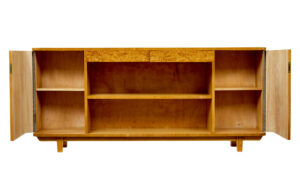 Scandinavian Mid Century Elm and Burr Low Open Bookcase — thumbnail 10