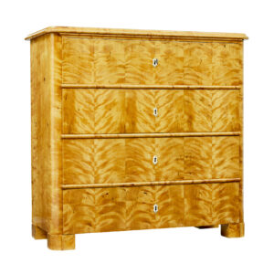 19TH CENTURY SWEDISH TIGER BIRCH CHEST OF DRAWERS