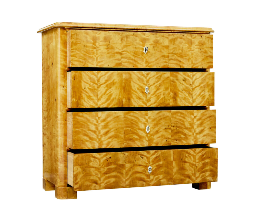 19th Century Swedish Tiger Birch Chest of Drawers — image 9