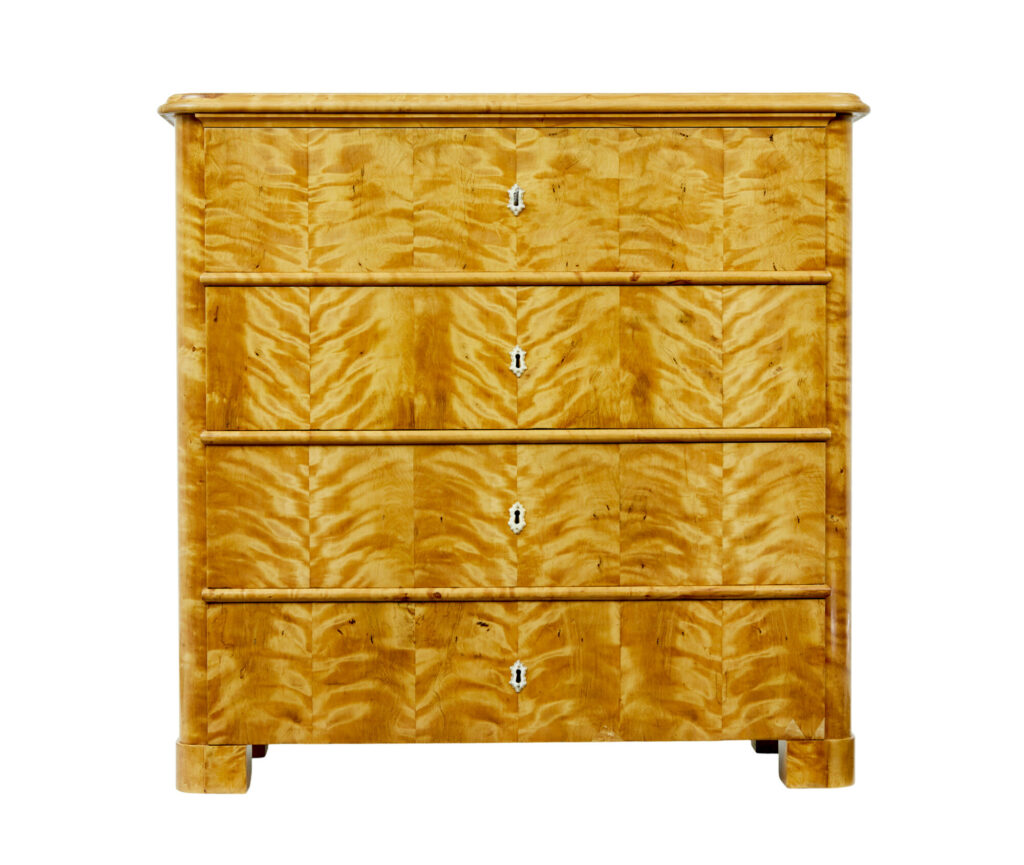 19th Century Swedish Tiger Birch Chest of Drawers — image 8