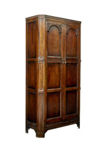 20TH CENTURY OAK GOTHIC REVIVAL WARDROBE