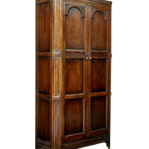 20TH CENTURY OAK GOTHIC REVIVAL WARDROBE