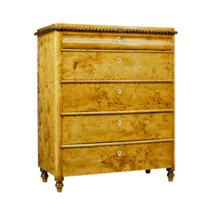 SWEDISH 19TH CENTURY CARVED BIRCH CHEST OF DRAWERS