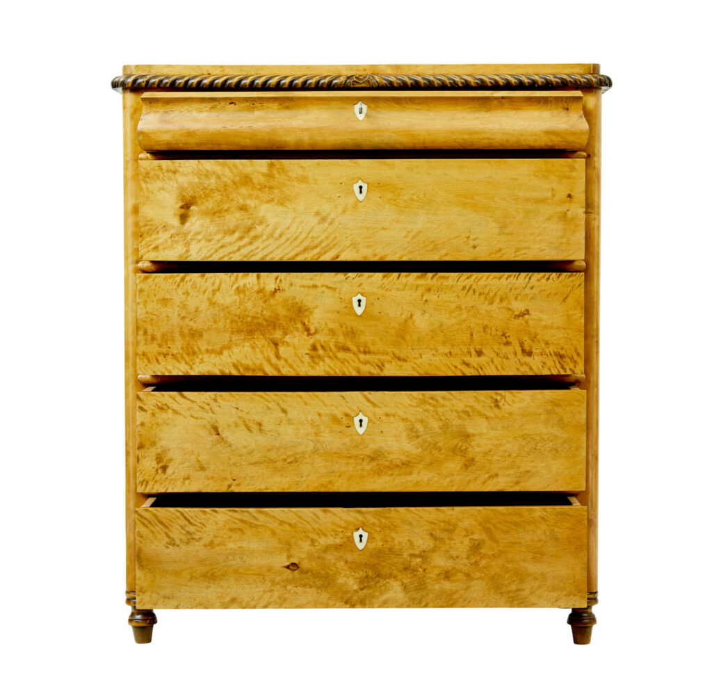 Swedish 19th Century Carved Birch Chest of Drawers — image 9