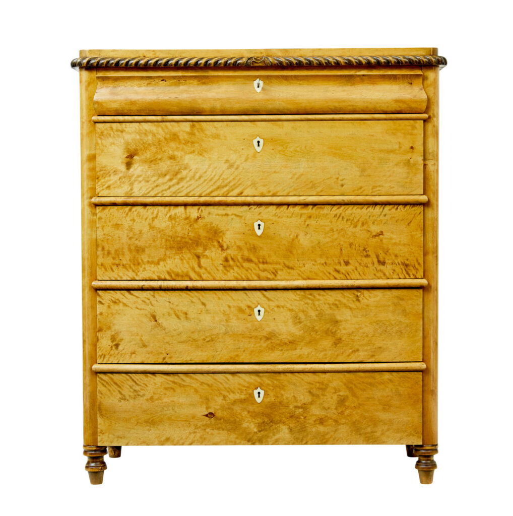Swedish 19th Century Carved Birch Chest of Drawers — image 8