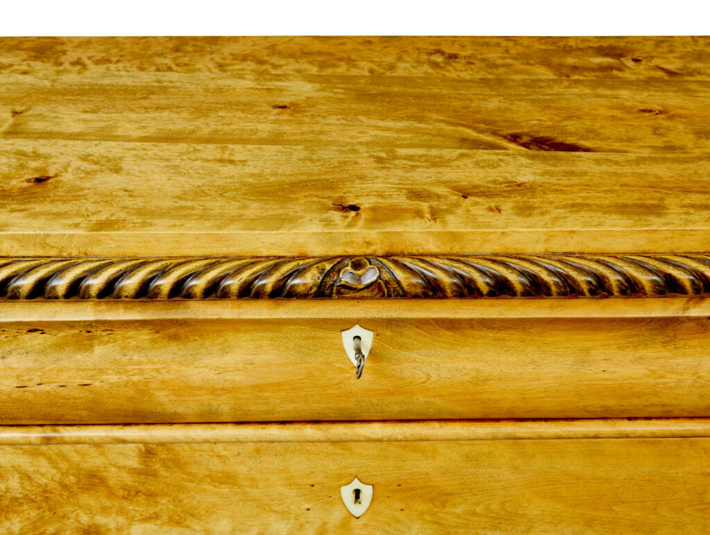 Swedish 19th Century Carved Birch Chest of Drawers — image 3