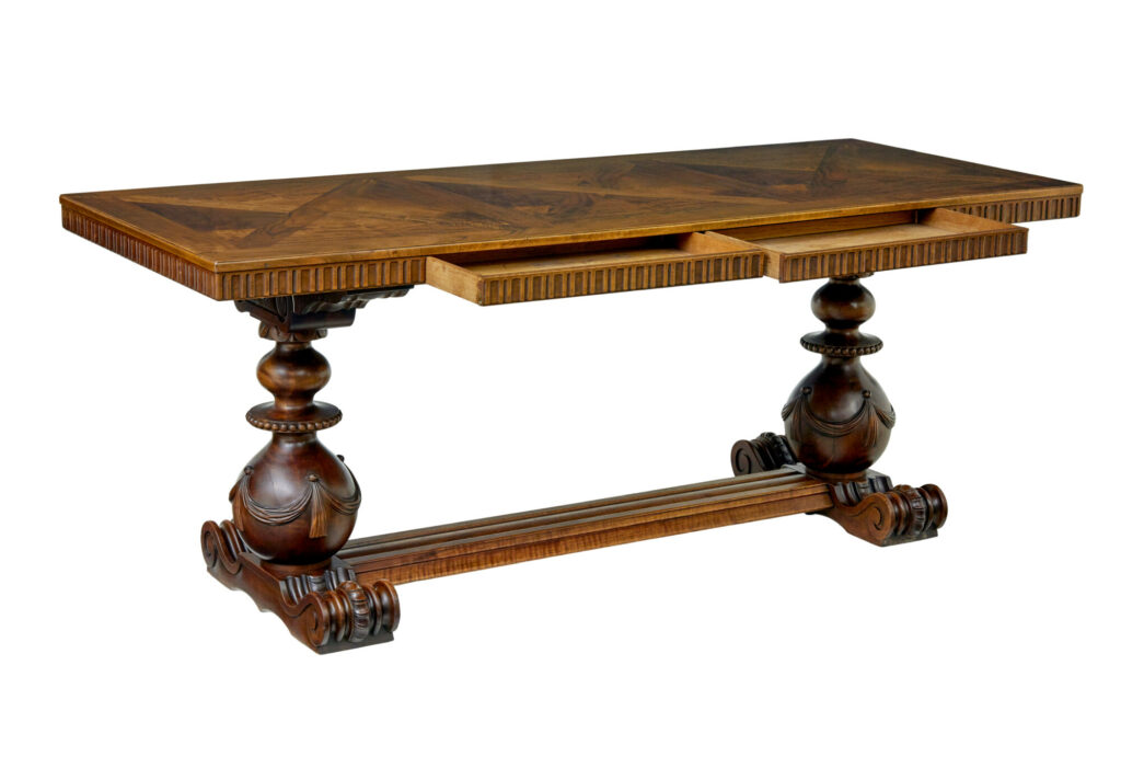 Scandinavian Early 20th Carved Walnut Desk — image 12