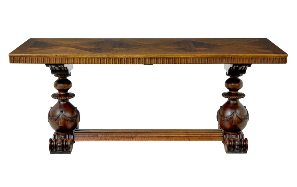 Scandinavian Early 20th Carved Walnut Desk — image 11
