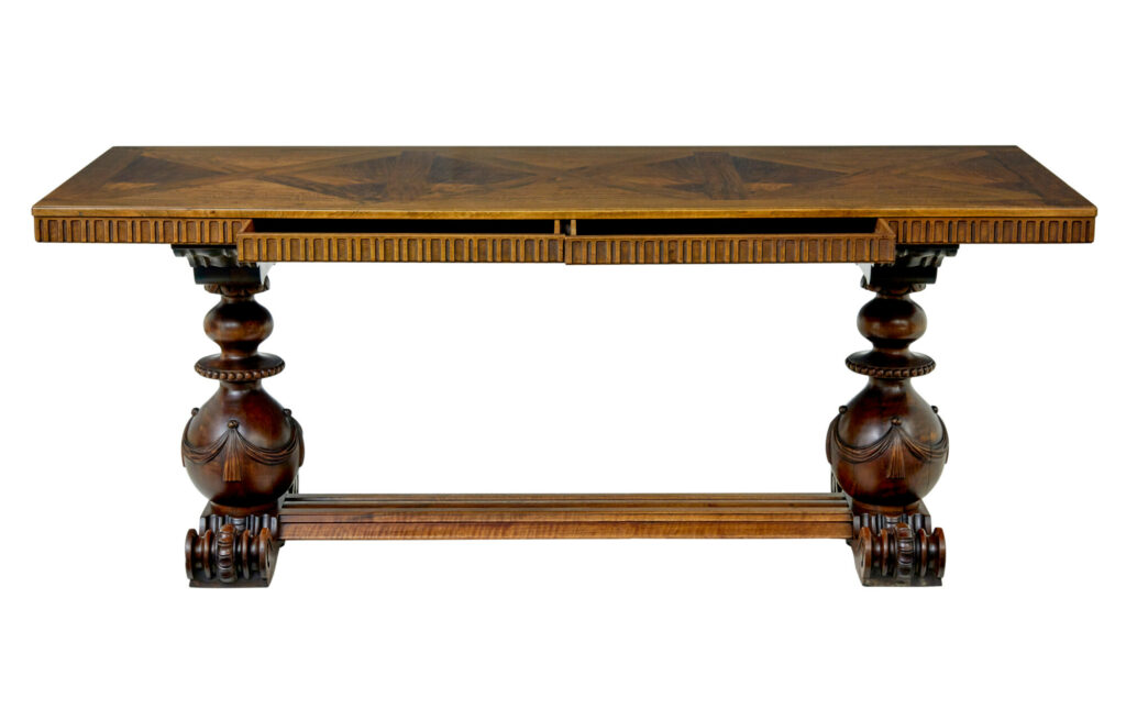 Scandinavian Early 20th Carved Walnut Desk — image 10