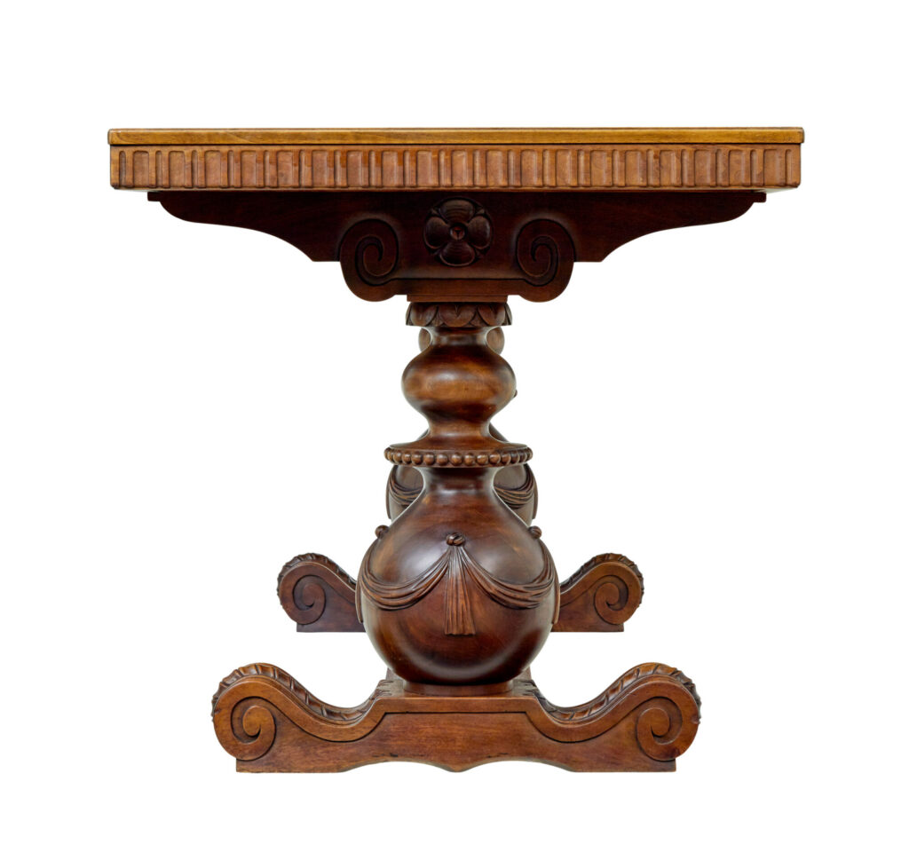 Scandinavian Early 20th Carved Walnut Desk — image 8