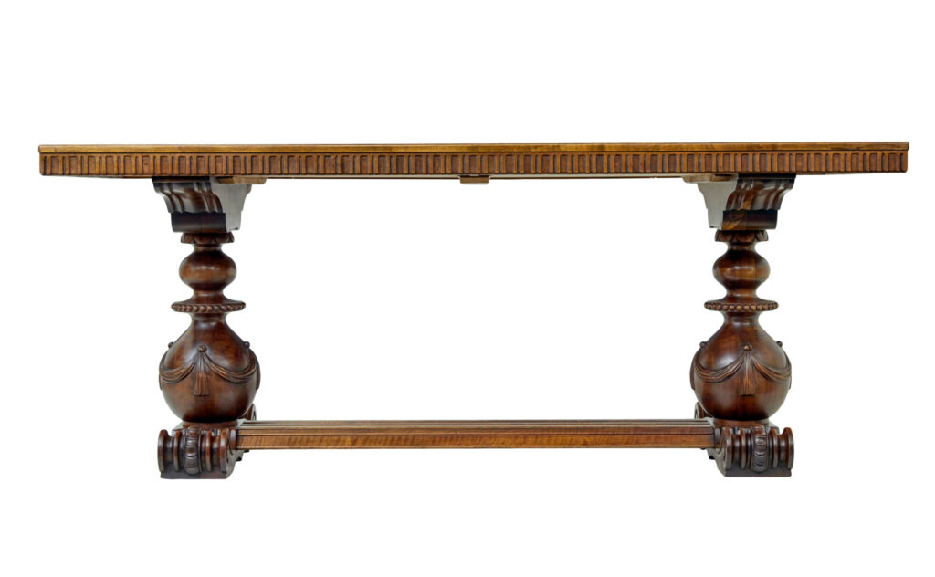 Scandinavian Early 20th Carved Walnut Desk — image 7