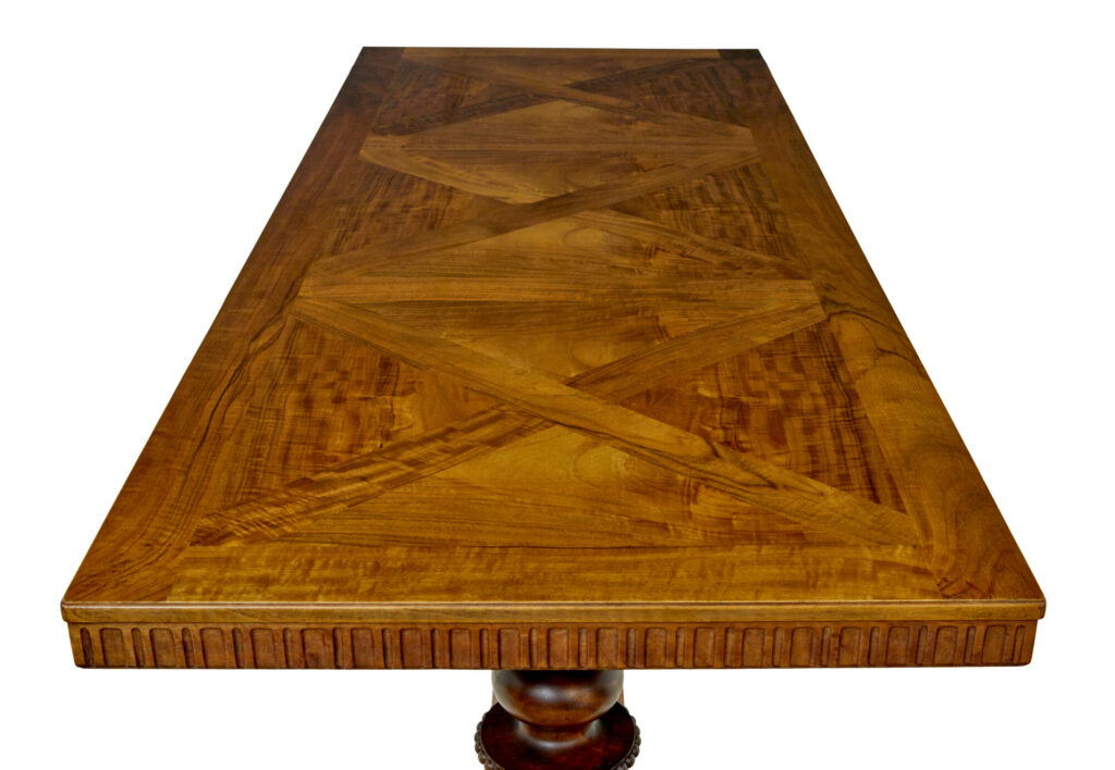 Scandinavian Early 20th Carved Walnut Desk — image 3