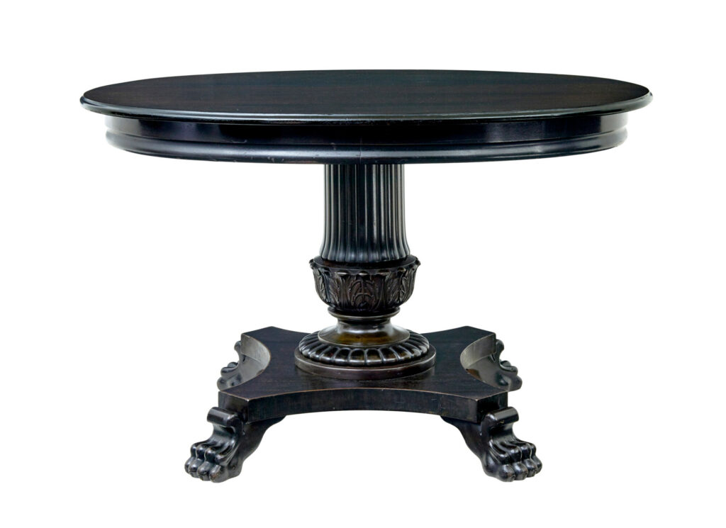 19th Century Carved Blackened Oval Center Table