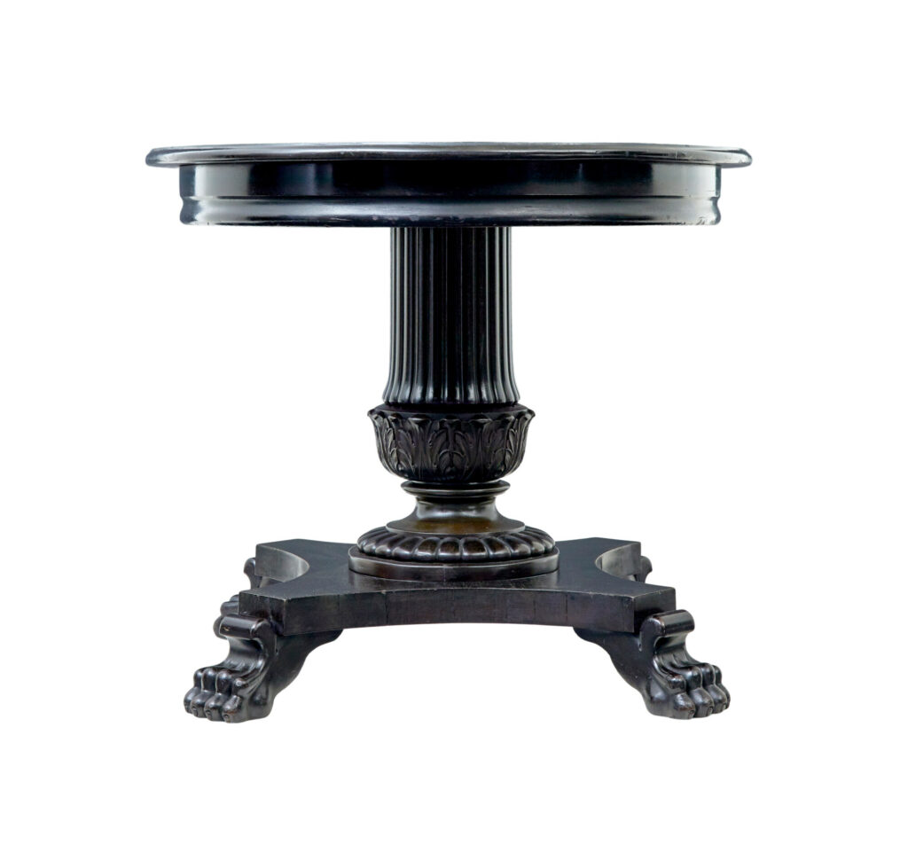 19th Century Carved Blackened Oval Center Table — image 8