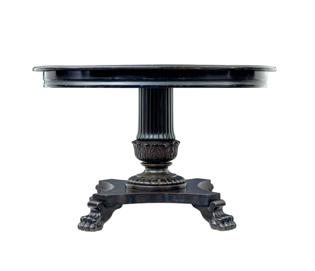 19th Century Carved Blackened Oval Center Table — image 7