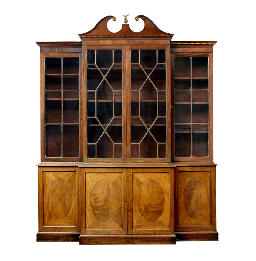 Mid 19th Century Inlaid Breakfront Bookcase