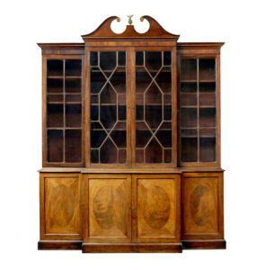 MID 19TH CENTURY INLAID BREAKFRONT BOOKCASE