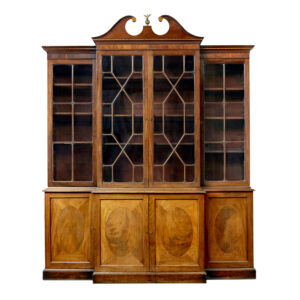 MID 19TH CENTURY INLAID BREAKFRONT BOOKCASE