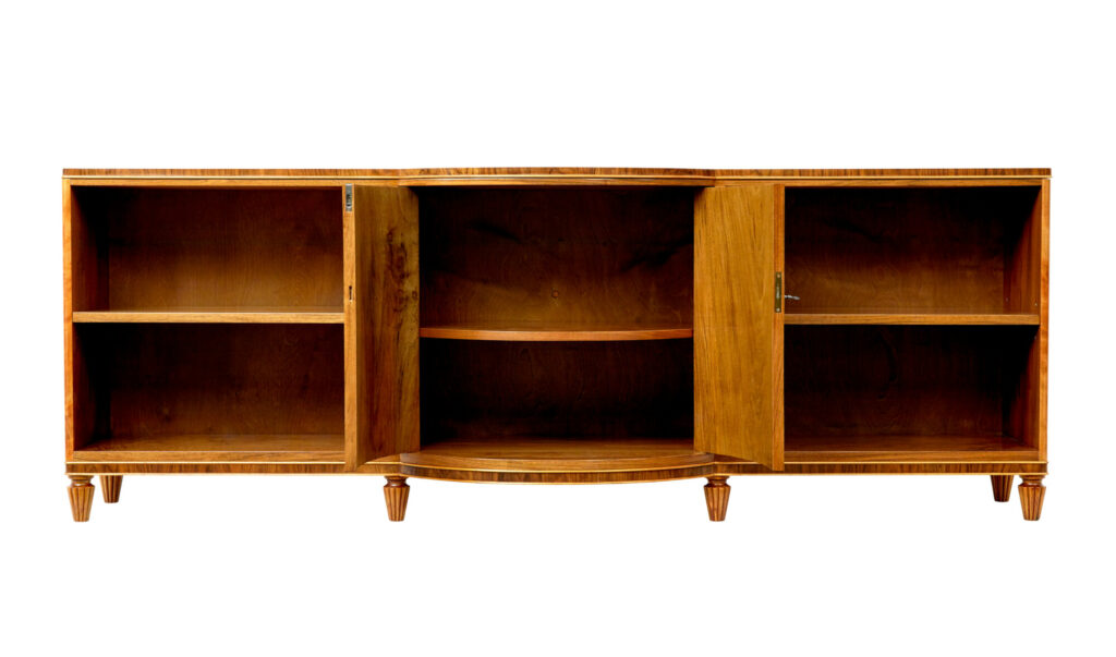 Scandinavian Mid Century Walnut Shaped Low Open Bookcase — image 10