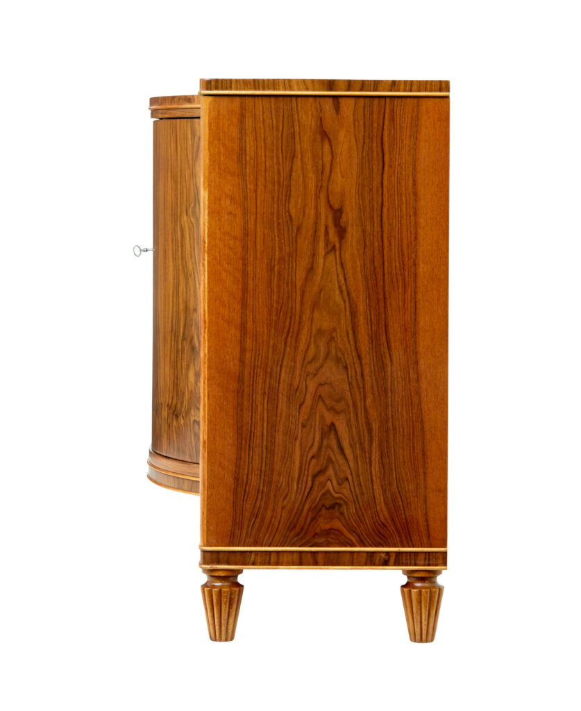 Scandinavian Mid Century Walnut Shaped Low Open Bookcase — image 7