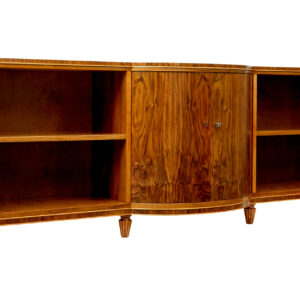 SCANDINAVIAN MID CENTURY WALNUT SHAPED LOW OPEN BOOKCASE