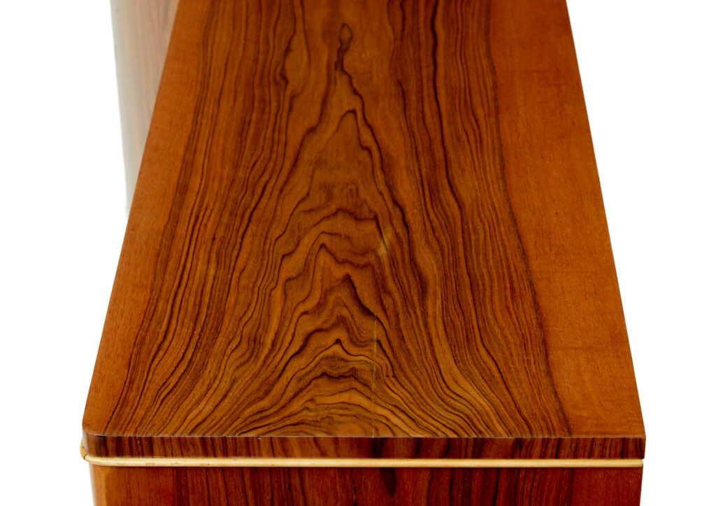 Scandinavian Mid Century Walnut Shaped Low Open Bookcase — image 4