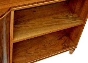Scandinavian Mid Century Walnut Shaped Low Open Bookcase — thumbnail 2