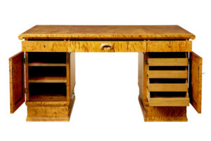 Scandinavian Birch Art Deco Pedestal Desk — thumbnail 11