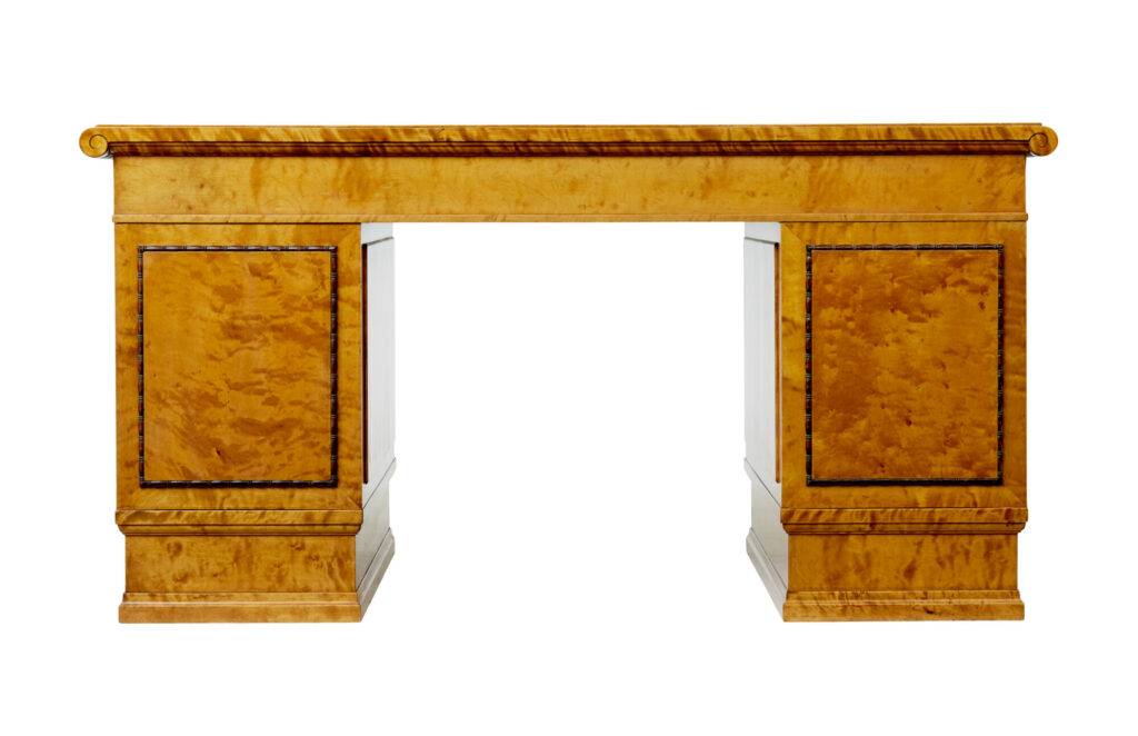 Scandinavian Birch Art Deco Pedestal Desk — image 7