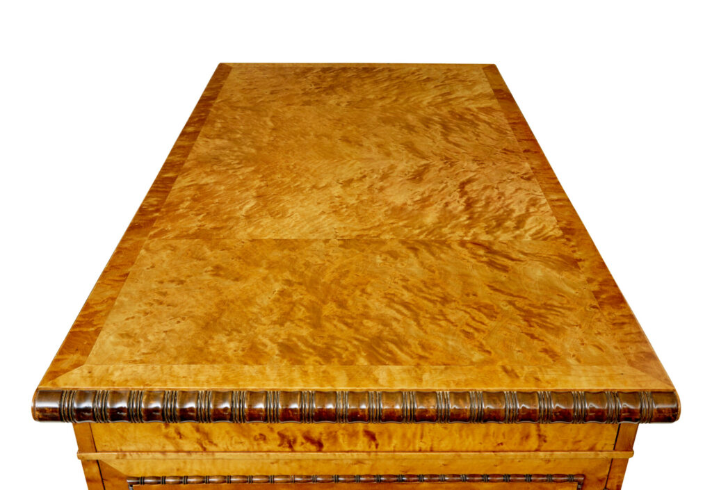 Scandinavian Birch Art Deco Pedestal Desk — image 6