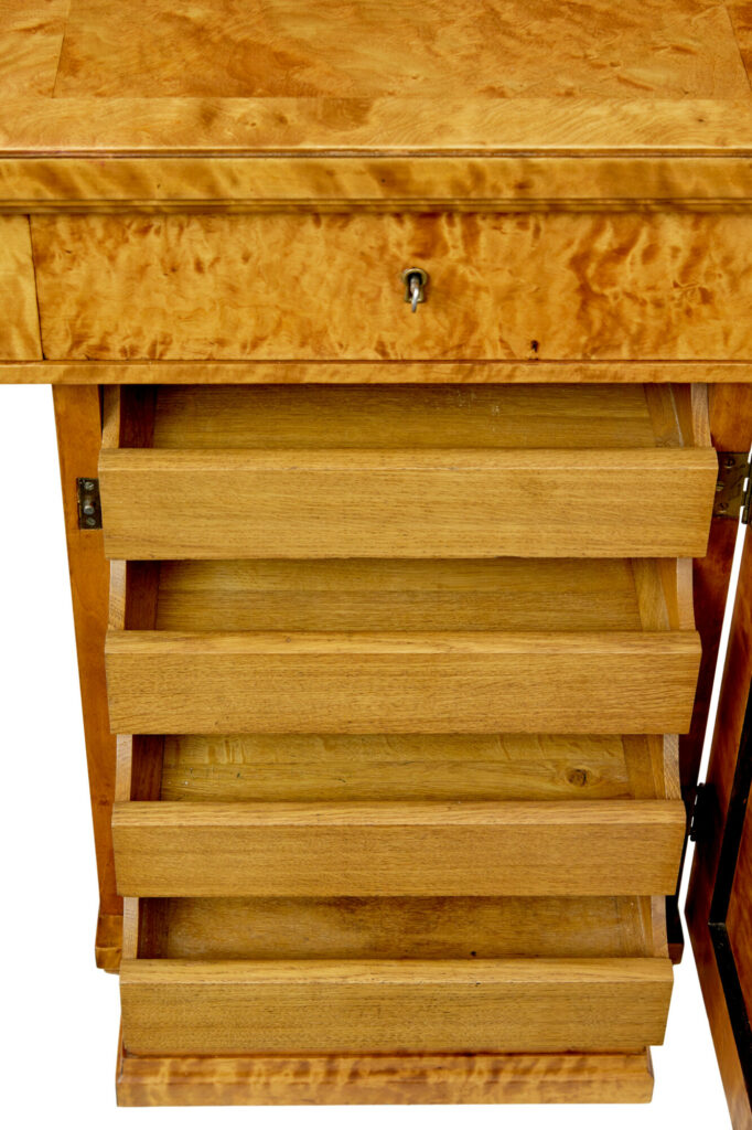 Scandinavian Birch Art Deco Pedestal Desk — image 4
