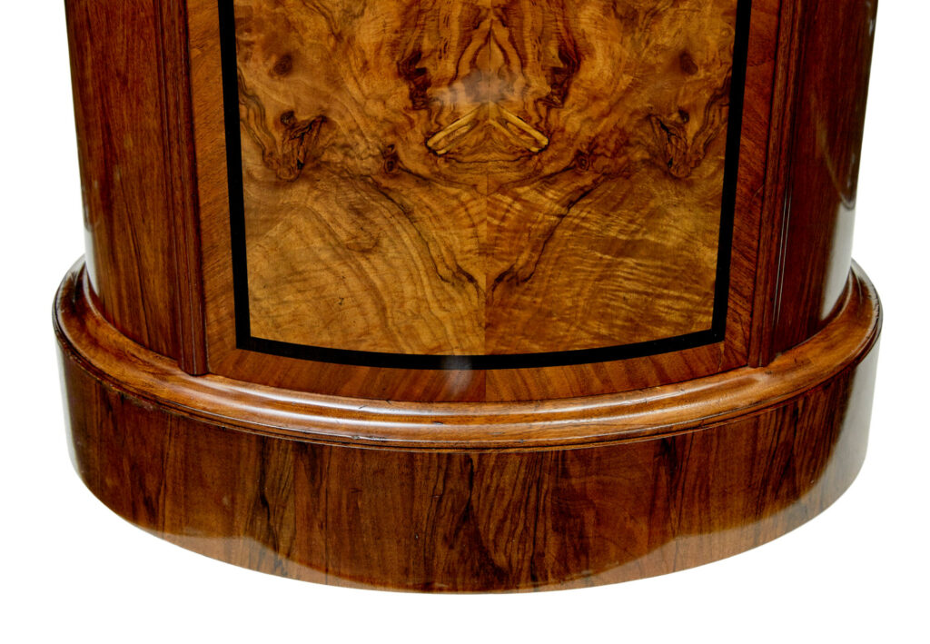 19th Century Burr Walnut Pedestal Cupboard — image 3