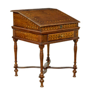 EARLY 19TH CENTURY DUTCH INLAID OAK WRITING SLOPE