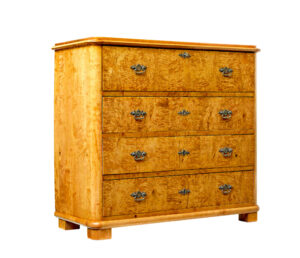 MID 19TH CENTURY BURR BIRCH SWEDISH SECRETAIRE CHEST OF DRAWERS