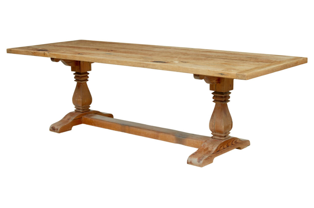 19th Century Carved Pine Refectory Dining Table