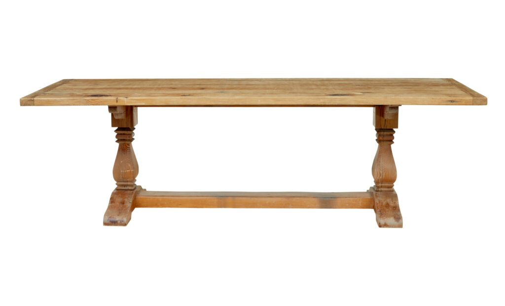 19th Century Carved Pine Refectory Dining Table — image 11