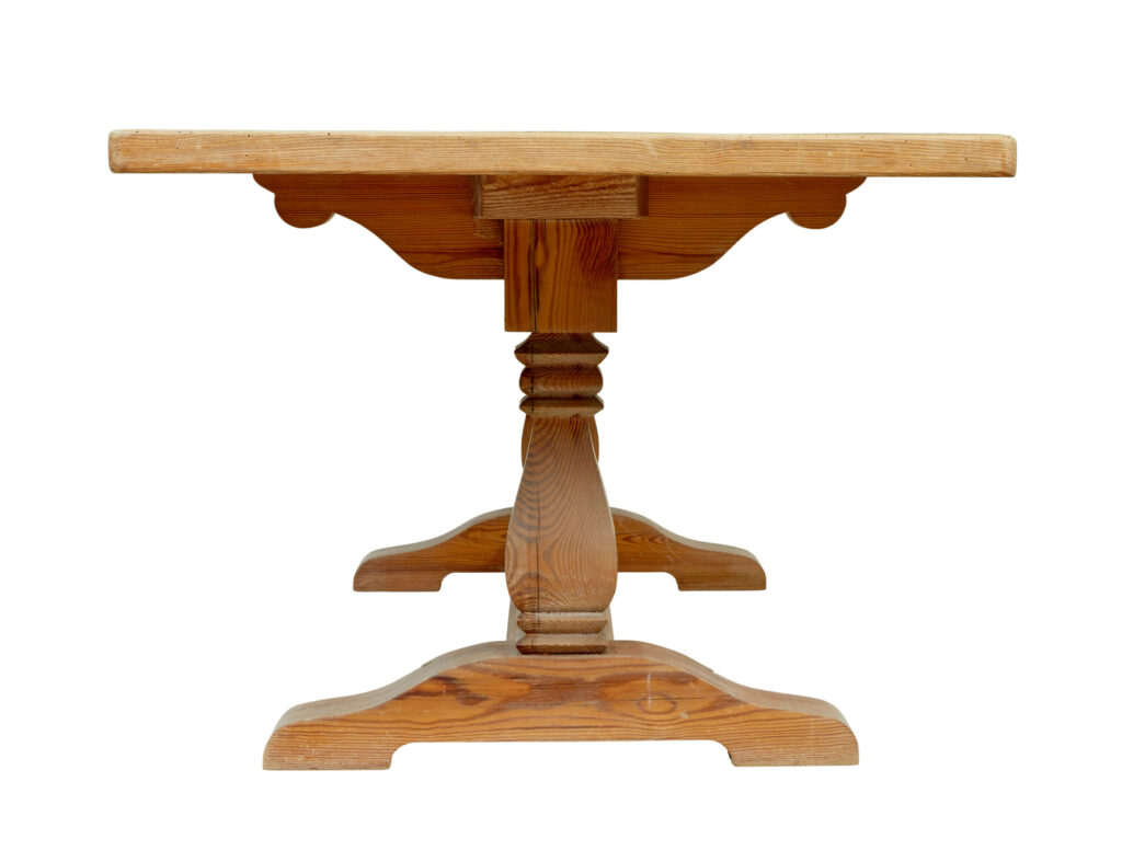 19th Century Carved Pine Refectory Dining Table — image 9