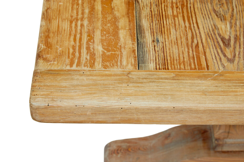 19th Century Carved Pine Refectory Dining Table — image 7