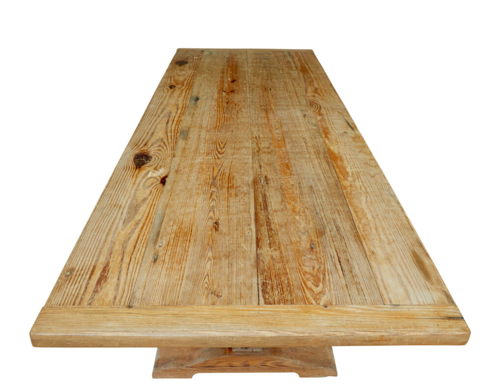 19th Century Carved Pine Refectory Dining Table — image 4